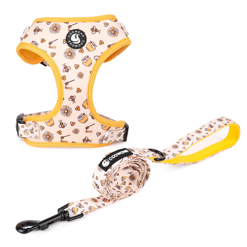 Dog Cat Harness and Leash Set, Puppia Soft Mesh Padded and Adjustable Puppy Vest Cute Dog Clothes Escape Proof Easy Walk Pet Accessories (Honeybee, M (Neck 13.4"-16.5"; Chest 17.7"-23")) Honeybee M (Neck 13.4"-16.5"; Chest 17.7"-23") - PawsPlanet Australia
