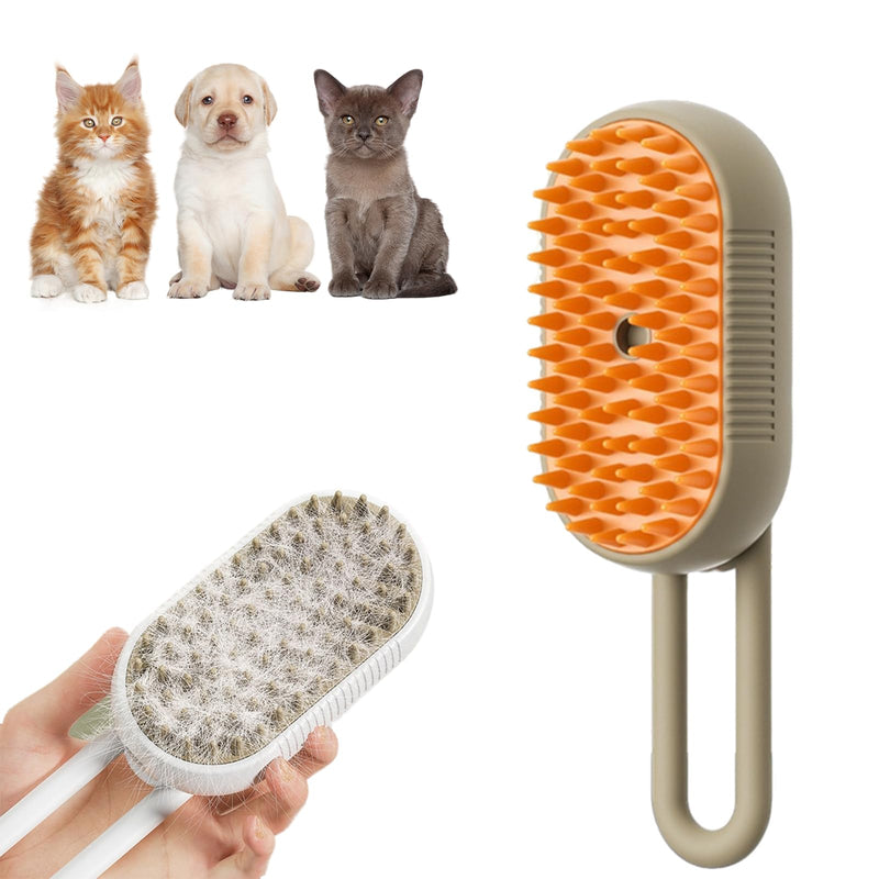 Spritz Defur Comb for Cats, 3-in-1 Cat Steam Brush, Spray Cat Brush for Shedding, Pet Steam Brush, Pet Spray Hair Comb for Long and Short Hair Cats and Dogs (Brown) Brown - PawsPlanet Australia