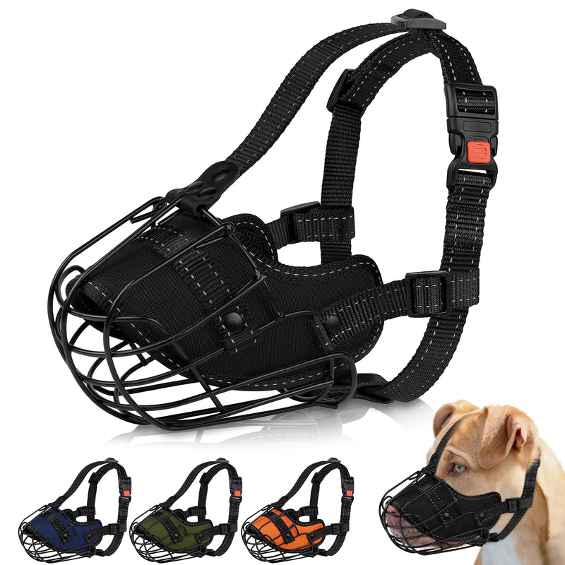 OOPSDOGGY Pitbull Dog Muzzle Reflective Metal Mask Secure Wire Basket Muzzle for Large Sized Dogs Amstaff Soft Cage Muzzle to Prevent Biting Chewing with Adjustable Nylon Straps (Black, Pitbull) Black - PawsPlanet Australia