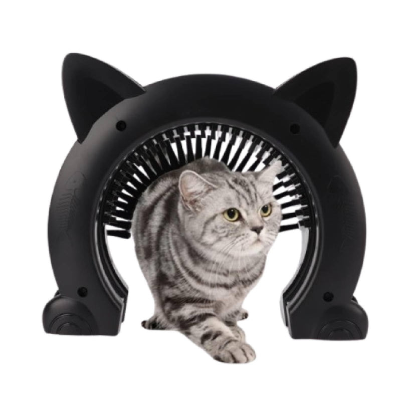 Black Interior Cat Door, Cat Door for Interior Door with Grooming Brush, 8.9x10.4 inches, Cats Black