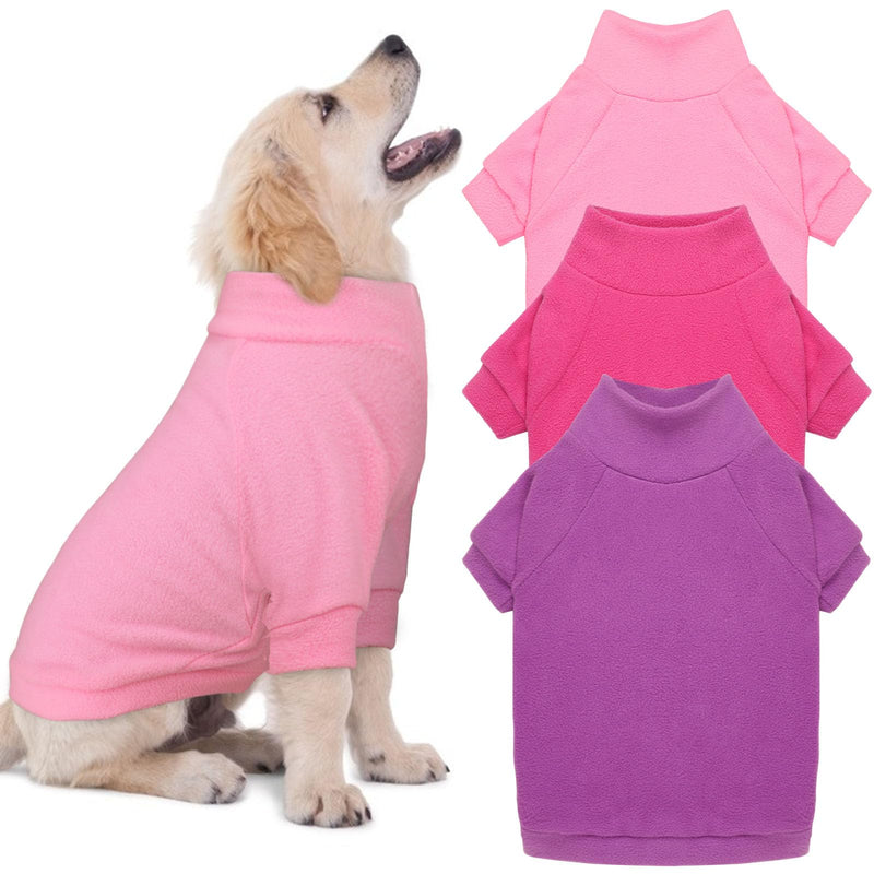 3 Pack Dog Sweaters for Large Dogs, Fleece Dog Sweater Large Dog Clothes Turtleneck Soft Warm Dog Sweatshirt Boy Girl Pet(Pink+Hotpink+Purple,L) Pink Hotpink Purple - PawsPlanet Australia