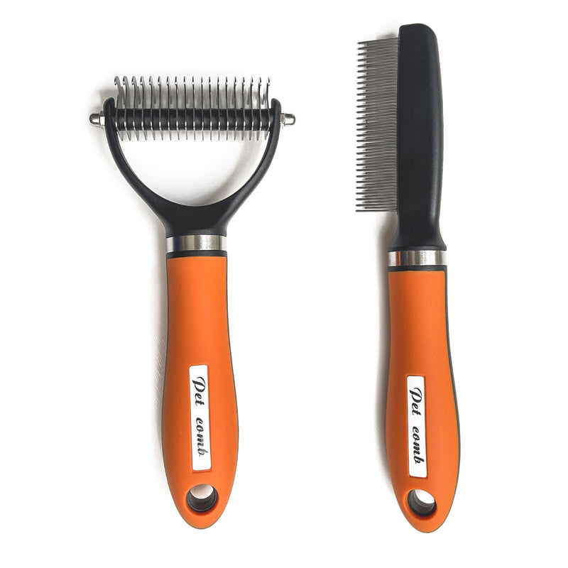 Dog Brush - Reduce Dog Shedding, Long Hair Dog Brush, Orange Set - PawsPlanet Australia