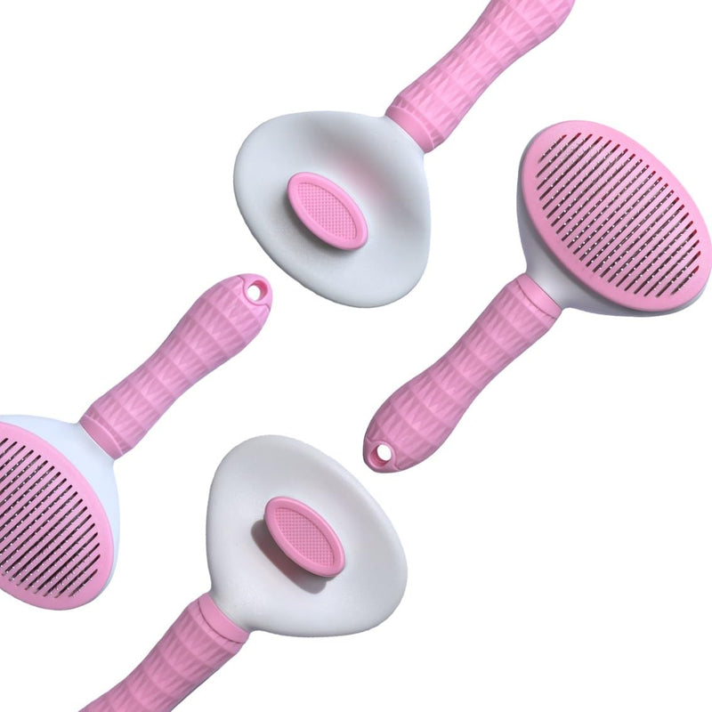 Self Cleaning Slicker Brush,Dog Brush with Massage Particles,Removes Loose hair & Tangles,Skin Friendly & Promote Circulation-pink 1 - PawsPlanet Australia