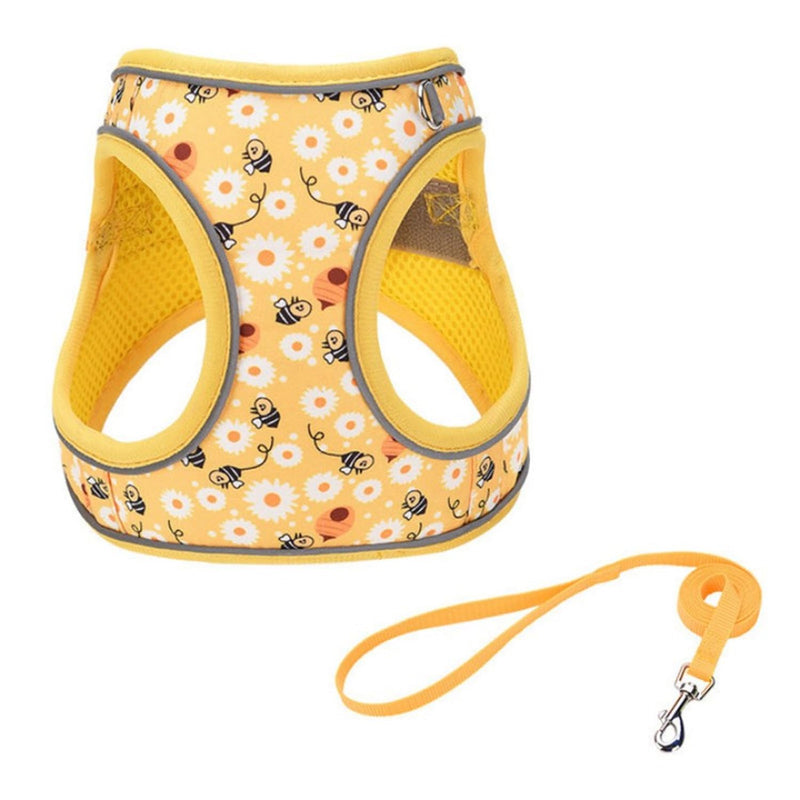 Step in Dog Harness No Pull Honeybee Adjustable Soft Mesh Padded Reflective Pet Vest Harness and Leash Set for Small Medium Dogs XS(neck:9.5"-10.5",chest:11.5"-13.5") Yellow - PawsPlanet Australia