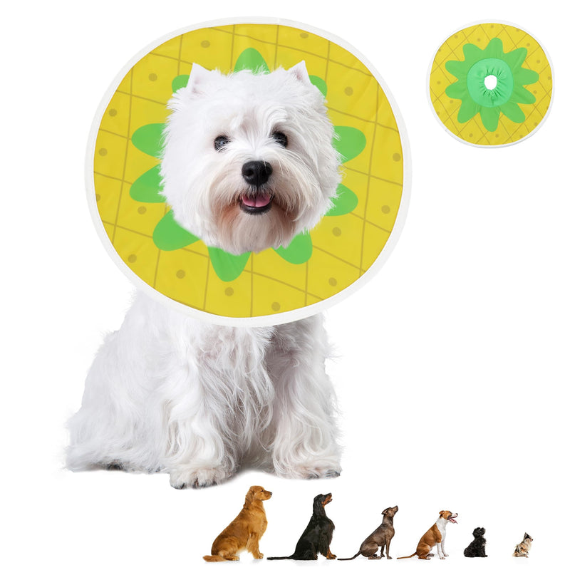 MABOZOO Waterproof Dog Cone, Adjustable Dog Cat Pet Cone Collar Recovery Collar for Dogs and Cats After Surgery, Lightweight Protective Collar E-Collar to Stop Licking (Pineapple, M) Pineapple Medium - PawsPlanet Australia