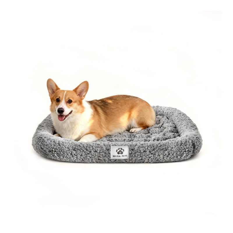 Mora Pets Self Warming Cat Bed Self Heating Pet Pad with Bolster and Foam Washable Removable Cover Non Slip Thermal Sherpa Fabric Pet Mat Grey 23 Inch 23"L x 21"W x 3"Th - PawsPlanet Australia