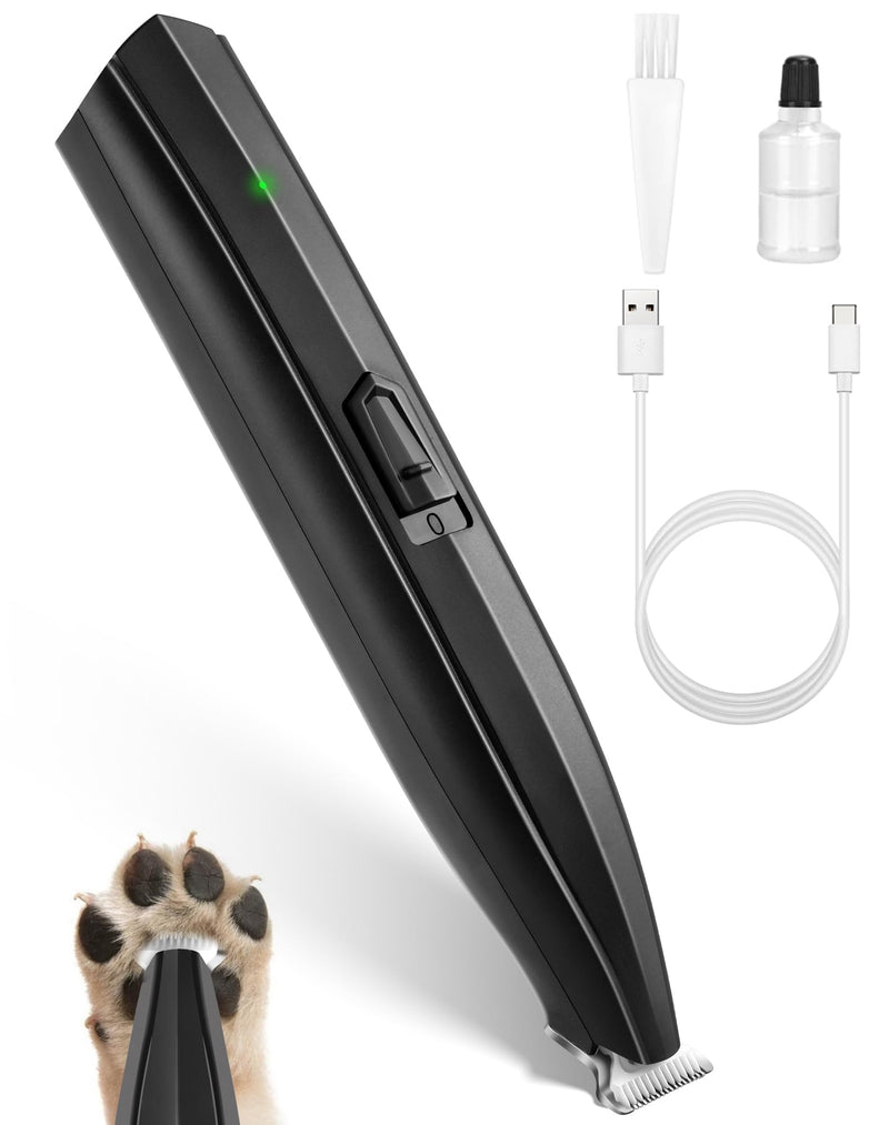 Dog Paw Trimmer for Grooming, Cordless Rechargeable Dog Clippers with Widened Blade, Low Noise Electric Cat Precision Shaver for Small Pet's Hair Around Eyes, Faces, Ears, Paws, Rump(Black) Black - PawsPlanet Australia