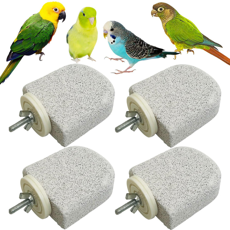 PINVNBY 4 PCS Bird Perch Stands Parrot Calcium Perch Beak Grinding Stone Foot Claws Trimmer Parakeet Platform Parrot Chewing Toys for Small Medium Cockatiel Conure Lovebird Finch M, 4 pcs - PawsPlanet Australia