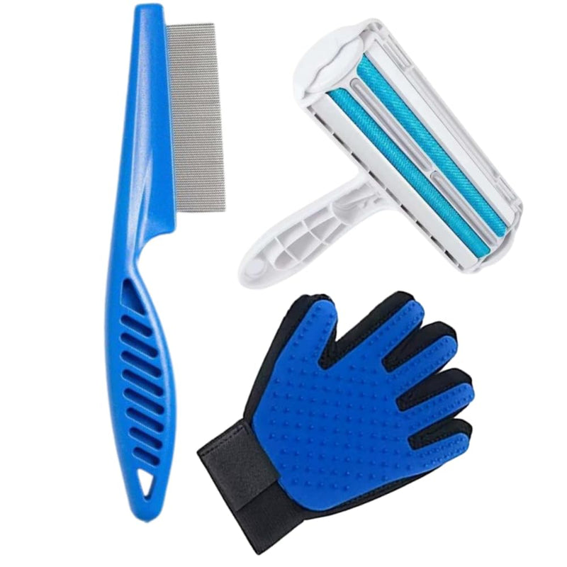 Ultimate Pet Kit - Pet Hair Removal Brush - Pet Grooming Glove - Pet Nit Comb - Your Ultimate Solution to All Pets Problems - Dog grooming kit - Cat grooming kit - PawsPlanet Australia