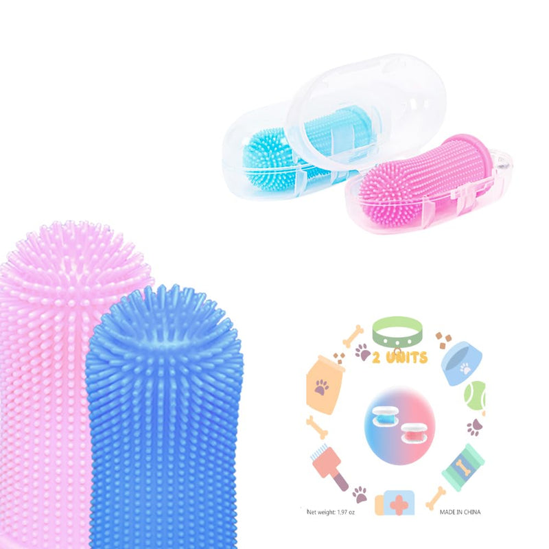 Cylindrical dog toothbrush for Dogs–the Easy to Use Dog Tooth Brushing Kit, With of Toothbrush for Dogs you will get the Hygiene, Takes Care of Teeth and Gums, Ideal for Pets of All Ages-2 Pack Blue, Pink 1 Count (Pack of 2) - PawsPlanet Australia