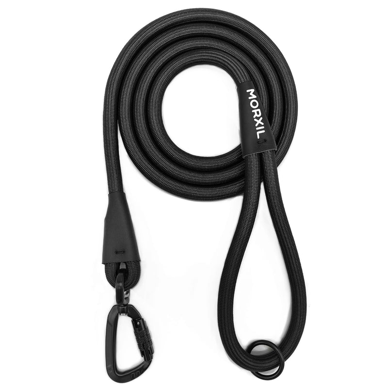 Rope Dog Leash, 6 Foot Heavy Duty Dog Leash with Aviation Aluminum Auto Locking Carabiner, Strong Nylon Pet Lead for Small, Medium, Large Dogs (Black, 6FT) Black - PawsPlanet Australia