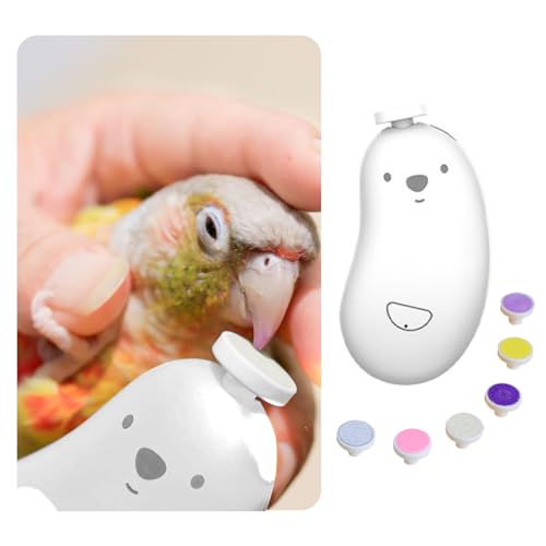 MANON ROSA Bird Nail Grinder, Bird Beak Grinder- Safe and Quiet Bird Nail Care Tool, Complete Grooming Kit for Parrots Conures Cockatiels Finches Parakeets, Premium Beak Maintenance (White) White - PawsPlanet Australia