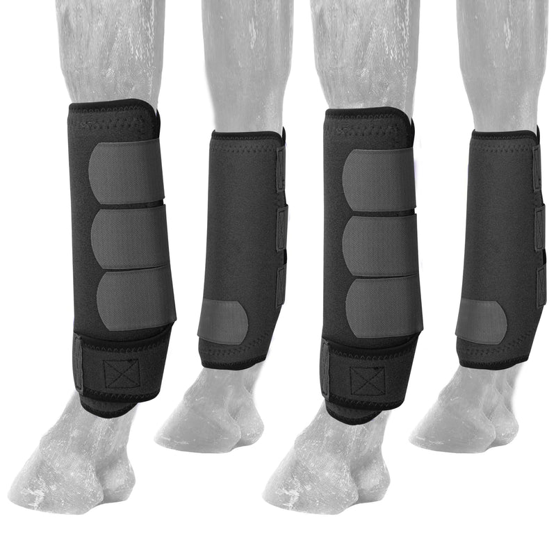 Medicine Horse Boots Splint Boots for Horses Protective Lower Limb Brushing Boots Front Hind Leg Protection Gear Set of 4 (Black, Medium) Black - PawsPlanet Australia