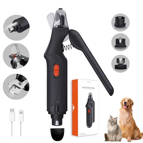 2-in-1 Dog Nail Grinder & Dog Nail Clippers Trimmers for Large Medium Small Dogs Cats Pets Claw Trimmer Quick Sensor and Safety Guard USB Rechargeable with 2 LED Lights (Black) Black - PawsPlanet Australia