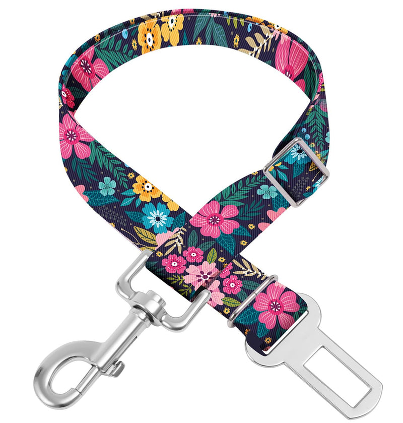 Adjustable pet cat and Dog car seat Belt，The Lanyard is Flexible and Adjustable from 20 to 33 inches (Floral) floral - PawsPlanet Australia