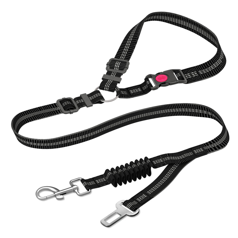 Dog Seat Belt,Updated Dual-use Dog Seatbelt for Vehicle Headrests, Dog Car Leash - Bungee Retractable Adjustable for Your Pet, Pet Safety Car Harness for Dogs Heavy Duty & Elastic (Black, Medium) Black - PawsPlanet Australia
