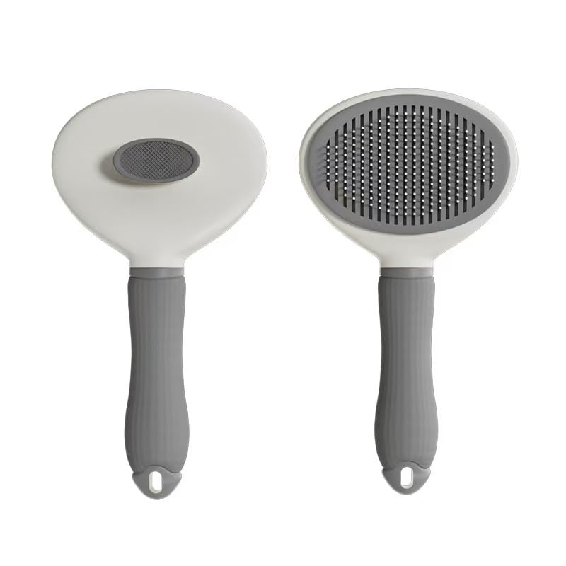 Cat Brush for Shedding, Self Cleaning Slicker Brush, Soft Silicone Self Cleaning Brush for Short and Long Haired Cats for Grooming and Massaging gray - PawsPlanet Australia