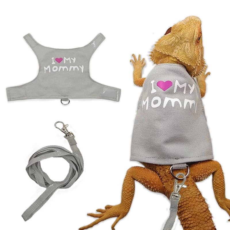 Bearded Dragon Leash and Harness Adjustable - Luminous Leash for Small Pets (Grey) Grey - PawsPlanet Australia