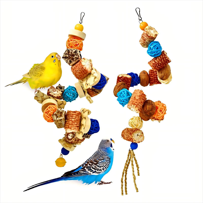 Natural Bird Rope Perches, Parakeet Swing Chew Toy, Birdcage Hanging Toy for Conure Cockatiel Budgies Lovebird Parrot - PawsPlanet Australia