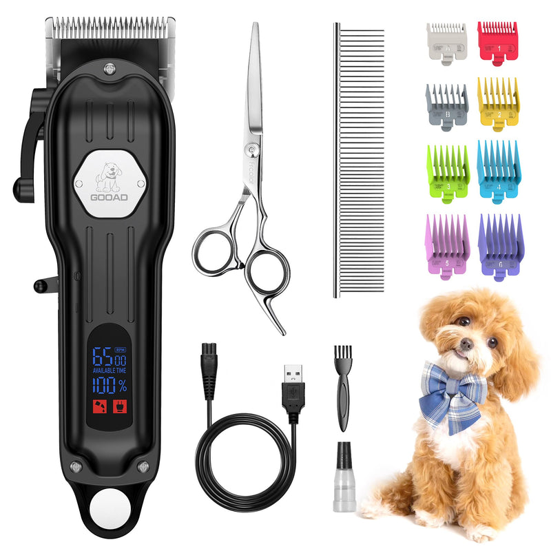 Dog Grooming Kit for Heavy Thick Hair&Coats,Low Noise Dog Hair Trimmer,Rechargeable Cordless Pet Shaver with Stainless Steel Blade, Dog Clippers for Grooming for Small Large Dogs Pets (Black) Black - PawsPlanet Australia