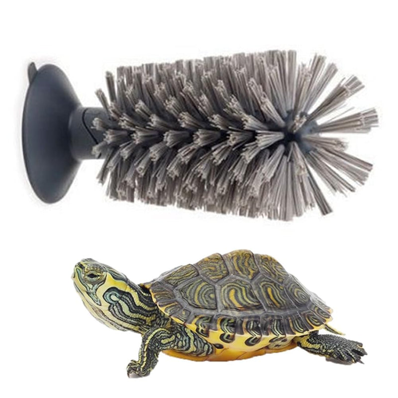 Turtle Brush with Suction Cup for Tank Scratches Back Brush Shell Cleaning Brush Scrub Red Eared Slider Turtle Exfoliate Brush for Remove Turtle Shell Scutes (Grey) Gray - PawsPlanet Australia