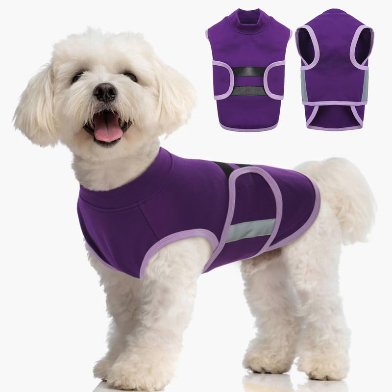 MIGOHI Dog Anxiety Relief Coat,Comfort Anxiety Vest for Dogs,Adjustable Dog Anxiety Calming Wrap for Fireworks,Thunderstorm,Travel, Separation, Dog Anxiety Jacket for Dogs for Small Dogs S Purple - PawsPlanet Australia