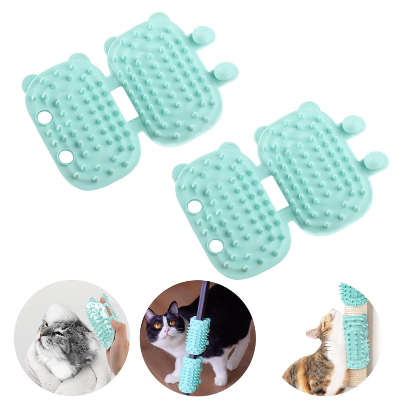 2Pcs Cat Self Grooming Brush, Pet Tickling Artifact for Cats Tickling Comb Pet Brush for Long Short Hair Cat Dog Tickling Tool, Reduce Shedding, Scratching and Itchiness, Silicone Cat Self Scratcher Blue - PawsPlanet Australia