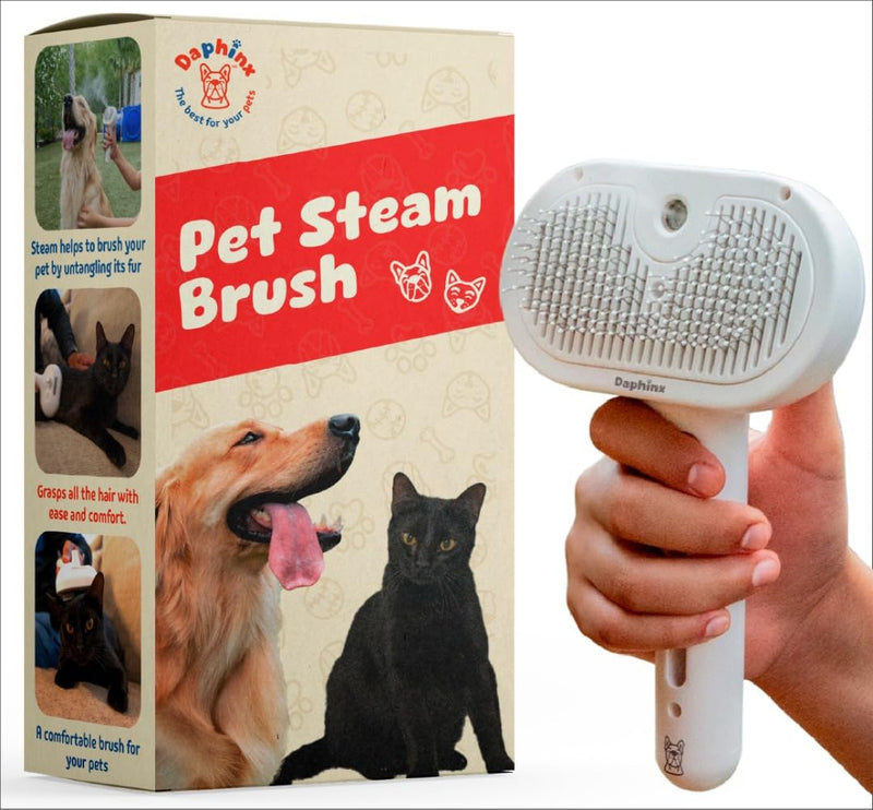 cat steam brush, misty defur comb, steamer hair brushes for indoor cats and other pets (Dogs, rabbit), groomer for shedding, massage, self-cleaning, anti-static, rechargeable grooming tool - PawsPlanet Australia