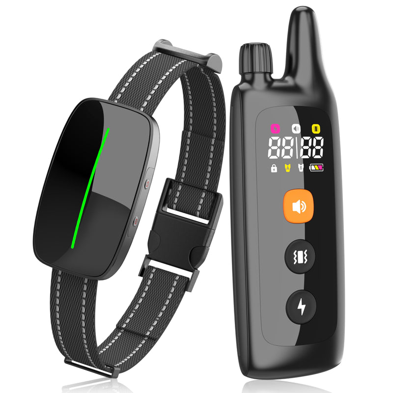 Dog Training Shock Collar 4000FT Dog Bark Collar with Remote IP67 Waterproof 4 Training Modes Beep Vibration Shock Light Mode Magnetic Charger Electric Dogs Collar 8-25 inches Single Shock Dull Black