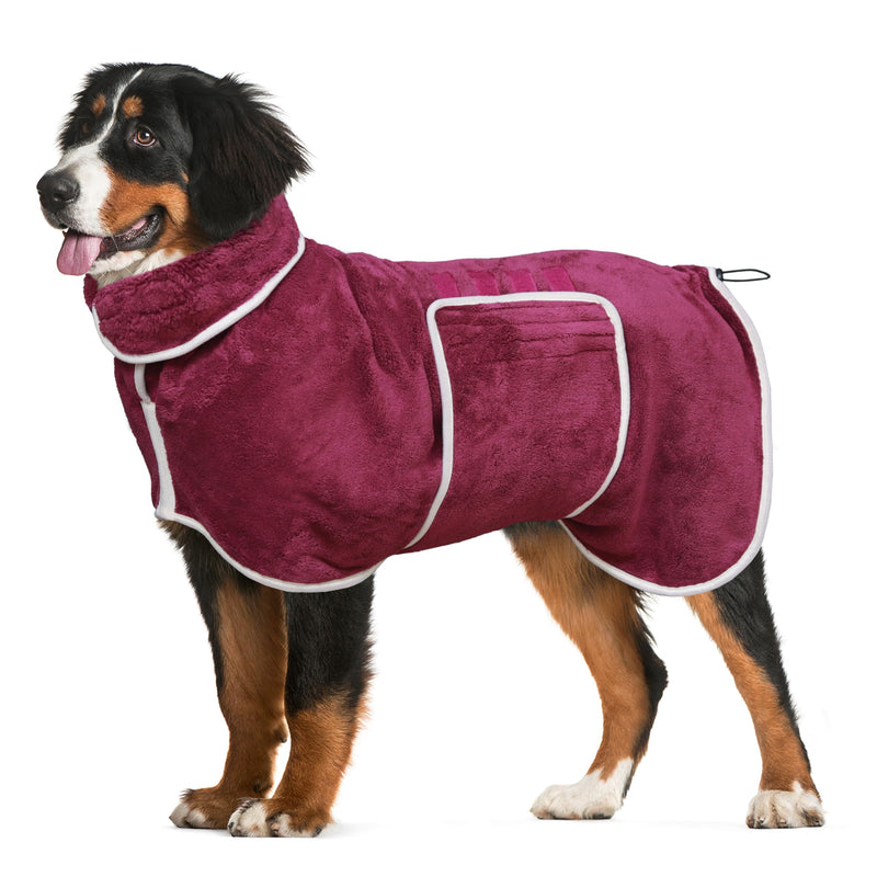Dog Bathrobe Towel Dog Drying Coat - Super Absorbent Bath Robe for Drying Dogs Large, Soft Adjustable Collar & Belly Strap Fast Drying Coat Pet Dog Cat Bath Robe Towel (Purple, 3X-Large) Purple - PawsPlanet Australia