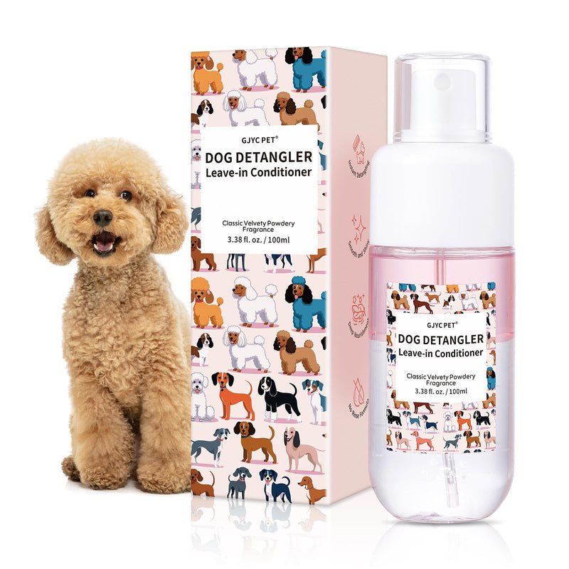 Dog Detangler & Dematting Spray - Leave-in Conditioner, Classic Powdery Scent | Infused with Coconut Oil, Jojoba Oil, and Squalane for Easy, Tangle-Free Grooming - 3.38 fl. oz Classic Soft Baby Powder