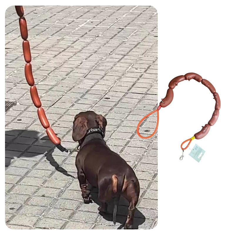 MANON ROSA Sausage Leash Hot Dog Walking Gear - Durable Rubber Wiener Hotdog Leash - Playful Pet Chew Toy for Small Dogs & Puppies, Cats & Outdoor Fun - PawsPlanet Australia