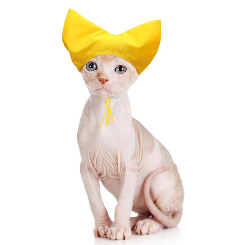 Pet Shower Cap - Waterproof Shower Caps for Sphynx Reusable Cats Ear Protection Bath Cap with Adjustable Strap Ear Covers for House Cats Small Dogs Puppy Pet Grooming Accessories (Yellow) Yellow - PawsPlanet Australia