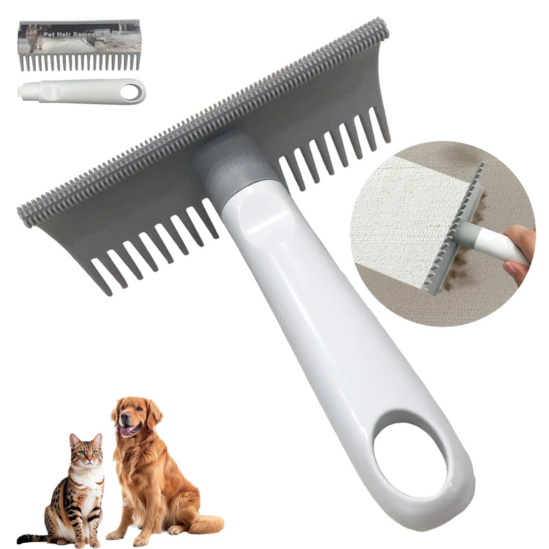 2 in 1 Pet Hair Removal Tool, 2 Sizes Serrated Scraper Edges, Portable Pet Hair Remover, Cat Hair Remover for Furniture, Rug Scraper for Pet Hair, Long Tooth Comb for Dog Grooming - PawsPlanet Australia