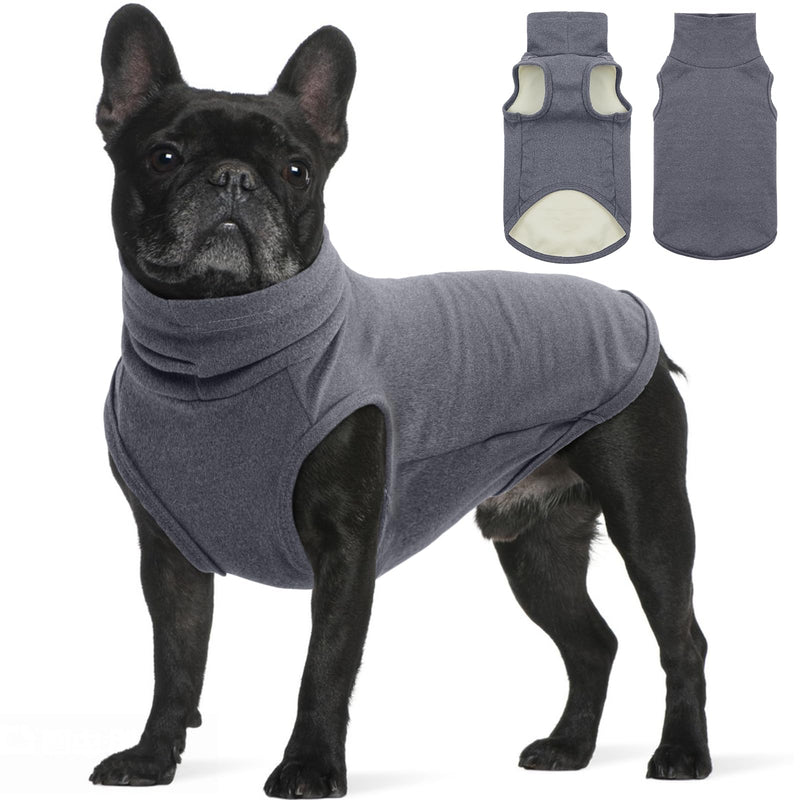 ROZKITCH Dog Sweaters Soft Fleece Pullover Sweatshirt Pajamas, Turtleneck Warm Pet Cold Weather Jacket Stretchy Vest Jumpsuit Apparel Outfit Clothes for Small Medium Large Dogs Walking Sleep Grey M M(Chest: 17.3"Back:13.3") - PawsPlanet Australia