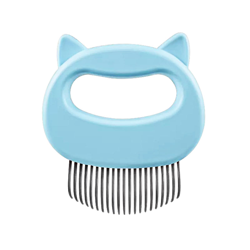 Cat Massage Comb, Cute Comfort Cat Shedding Brush with Elasticity Curved Comb Teeth for Reducing Knots, Relaxing Cat Deshedding Brush for Short Hair & Long Hair Pet Hair Remover (Cat,Blue) Cat,Blue - PawsPlanet Australia