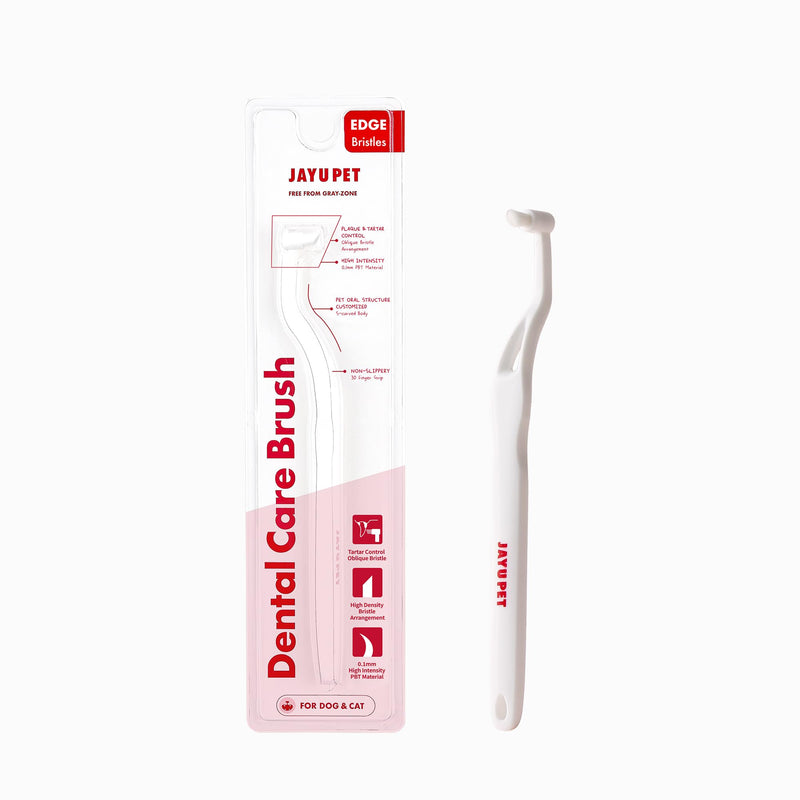 JAYU PET Dental Care Brush (Edge Bristles) 1ea - Micro Round Head Dog Toothbrush, Cat Toothbrush, Dental Care, Perfect for Kitten & Small Breed with End-tuft Diagonal-Shaped Bristle & Easy Grip Handle Edge Bristles 1 Count (Pack of 1) - PawsPlanet Australia