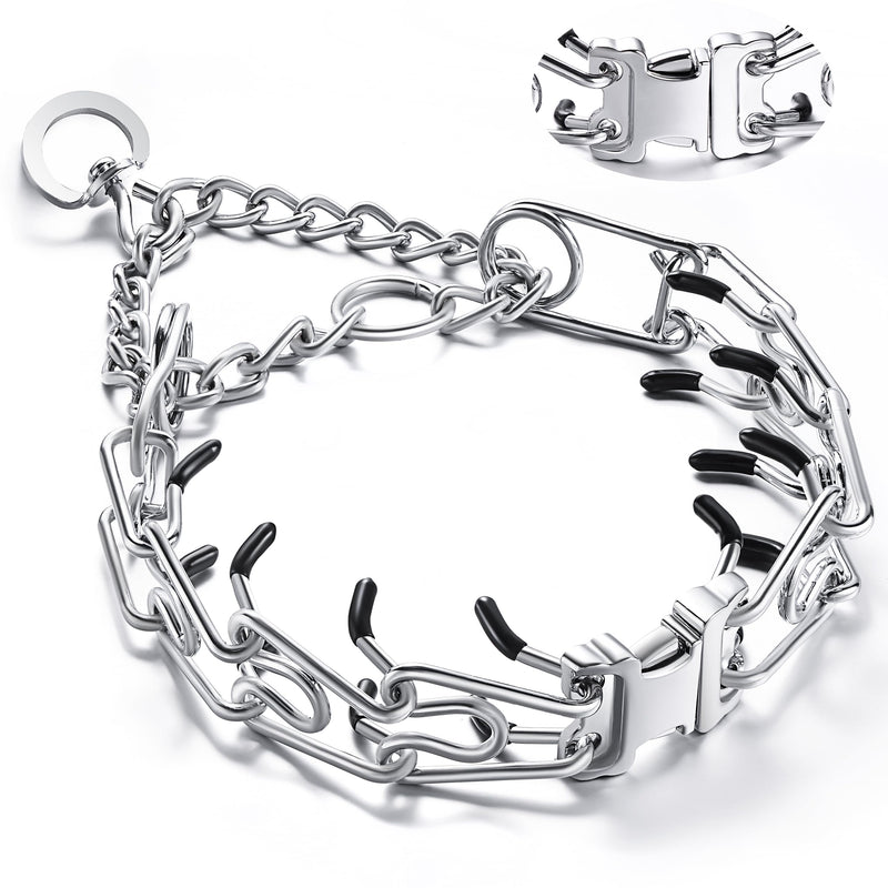 Dog Training Collar, Adjustable Stainless Steel Collar with Quick Release Buckle for Small Medium Large Dogs (XL/Neck Girth 16.9"-22.2") Extra Large Dogs (16.9"-22.2" Neck) - PawsPlanet Australia