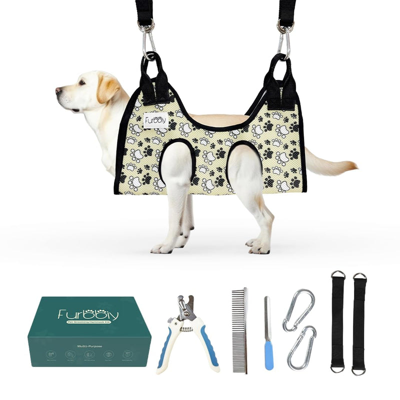 Dog Grooming Hammock – Cat and Dog Hammock for Nail Trim Set with Clippers, Comb – Durable Pet Sling for Nail Trimming – Breathable Fabric Clipper Bag for Small Pets