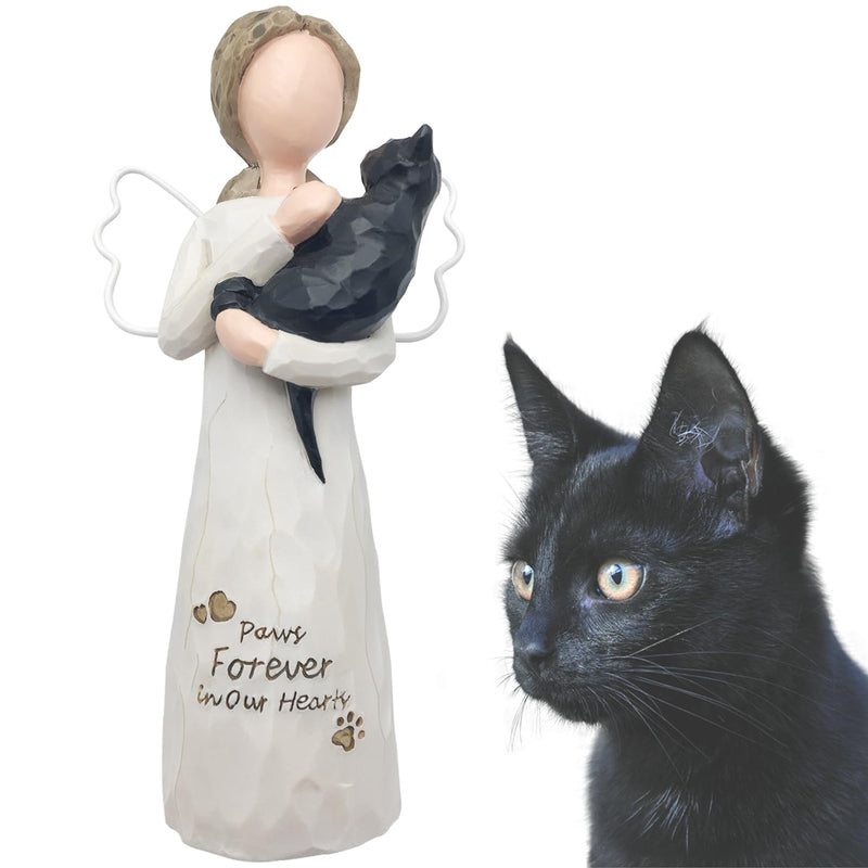 Cat Memorial Gifts for Loss of Cat, Cat Loss Sympathy Gifts, Cat Remembrance Gift in Memory of Passed Away Pet Cat, Resin Cat Angel Figurine for Cat Mom and Cat Lovers, Black - PawsPlanet Australia