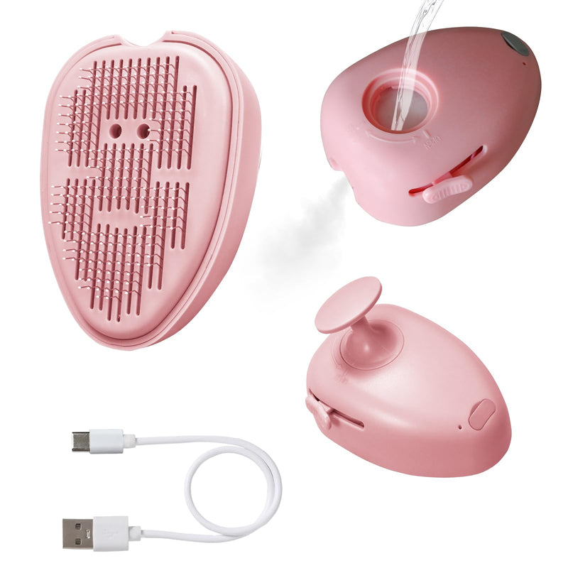 4 in 1 Cat Steam Brush for Shedding, Rechargeable Cat Brush with Steam, Steam Pet Hair Brush for Indoor Cats, Massage, Cleaning, Shedding, Combing & Remove Floating Hair All In One(Pink) Pink - PawsPlanet Australia