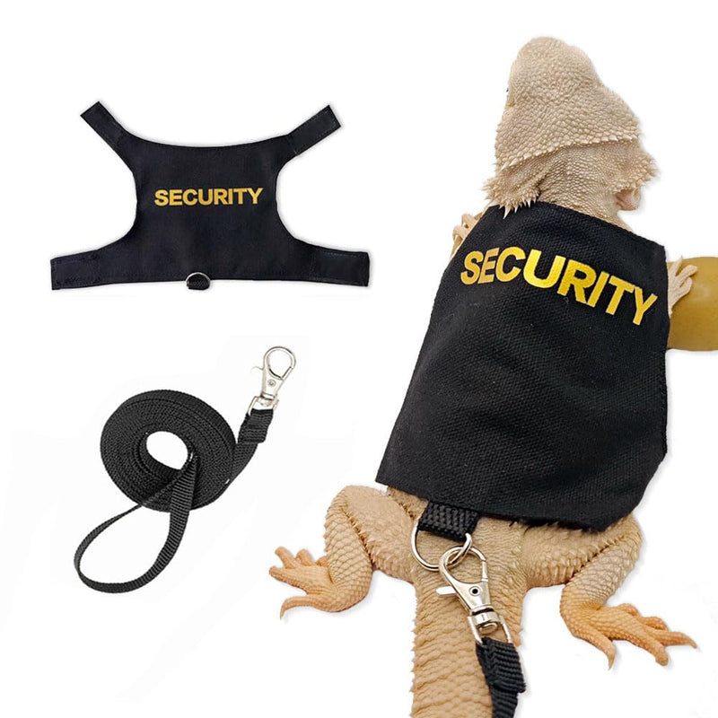 Bearded Dragon Leash and Harness Set, Reptile Lizard Vest Pet Tank Accessories Bearded Dragon Clothes with 5ft Leash Kit,Black Black-1 For Chest Girth 6.4-8.6" - PawsPlanet Australia