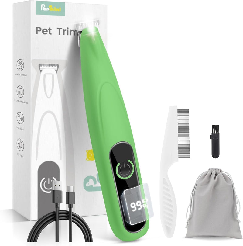 Dog Paw Trimmer with LED Display, Ultra-Low Noise Cordless Paw Trimmers for Dog's Feet, Cordless Hair Trimmer for Paws, Ears, Face, Rump