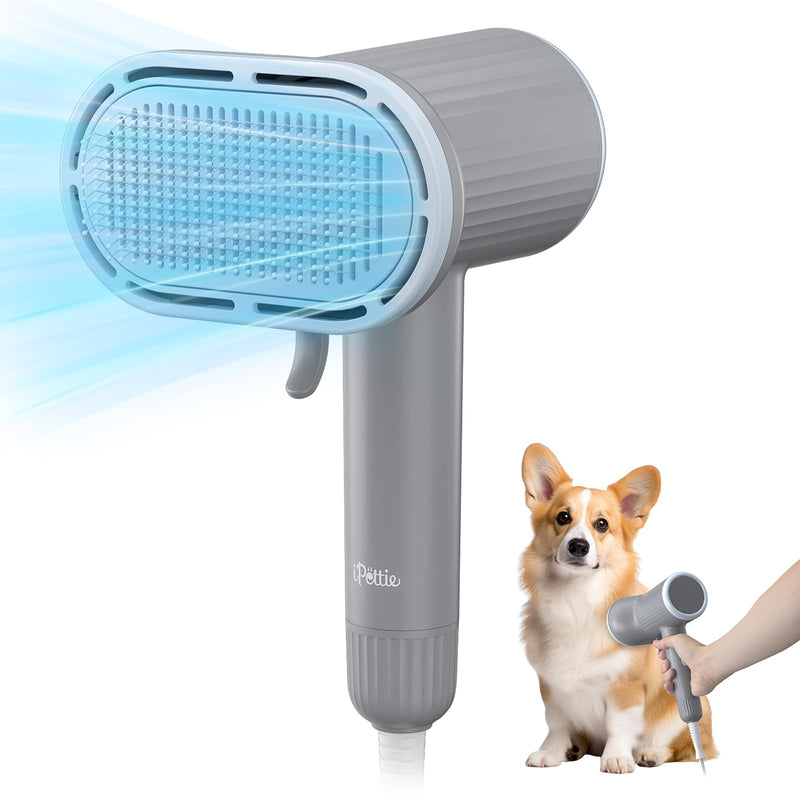 iPettie Breeze B540S Dog Grooming Hair Dryer with Slicker Brush, 2-in-1 Drying & Brushing Tool, Adjustable Temperature & Speed, Portable, Overheat Protection, Dog Blow Dryer for Dogs and Cats - PawsPlanet Australia