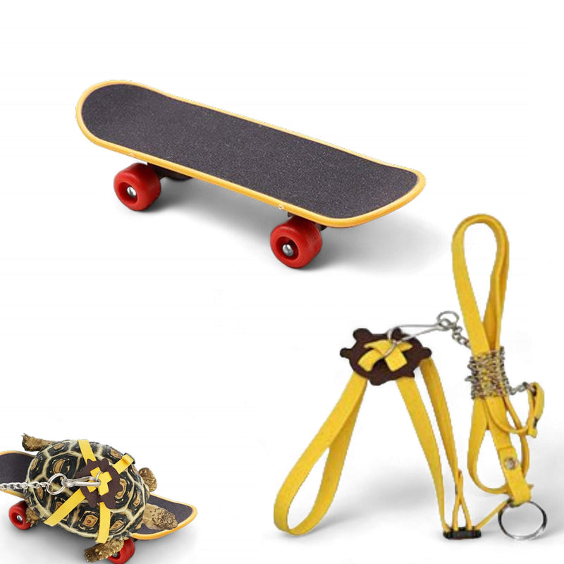 Adjustable Tortoise Leash and Funny Skateboard Set, Training Harness and Mini Skateboard for Turtle Dragon Bearded Lizard Small Pets, Pet Tortoise Toys, Accessories for Tortoises (Large) Large - PawsPlanet Australia