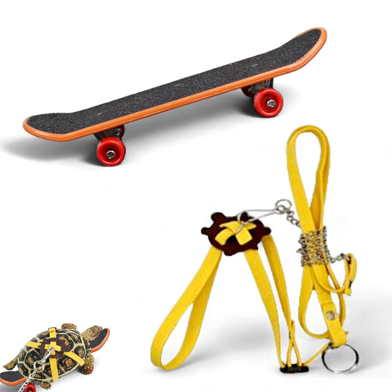 Adjustable Tortoise Leash and Funny Skateboard Set, Training Harness and Mini Skateboard for Turtle Dragon Bearded Lizard Small Pets, Pet Tortoise Toys, Accessories for Tortoises (Small) - PawsPlanet Australia