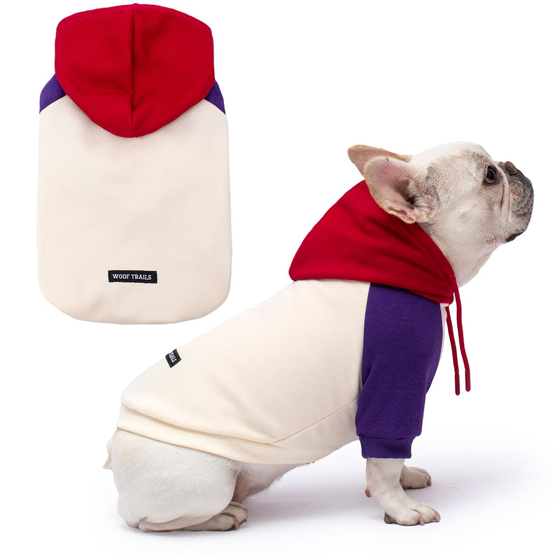 Color Block Dog Hoodie Dog Clothes Extra Warm Fleece Lining Stretchy Fit for Small Medium Large Dogs (Purple Cream, XX-Large) 2XL(Chest:26",Back:19") Purple Cream - PawsPlanet Australia