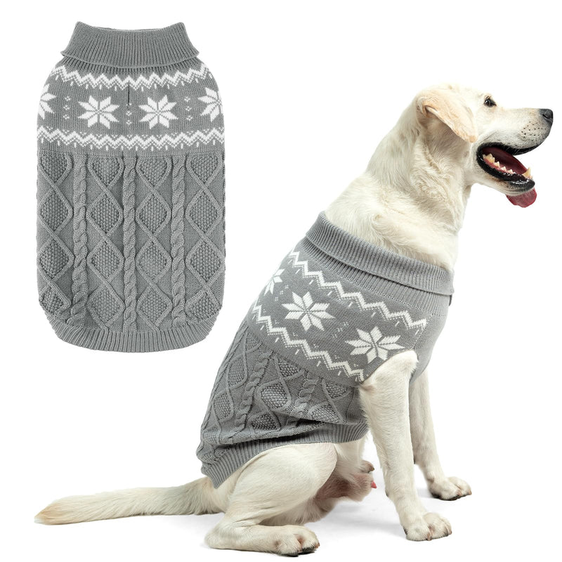 Warm Winter Dog Sweater - Cold Weather Pet Clothes for Small Medium Large Dogs Indoor Outdoor, Soft Classic Knit Puppy Apparel, Grey, M - PawsPlanet Australia