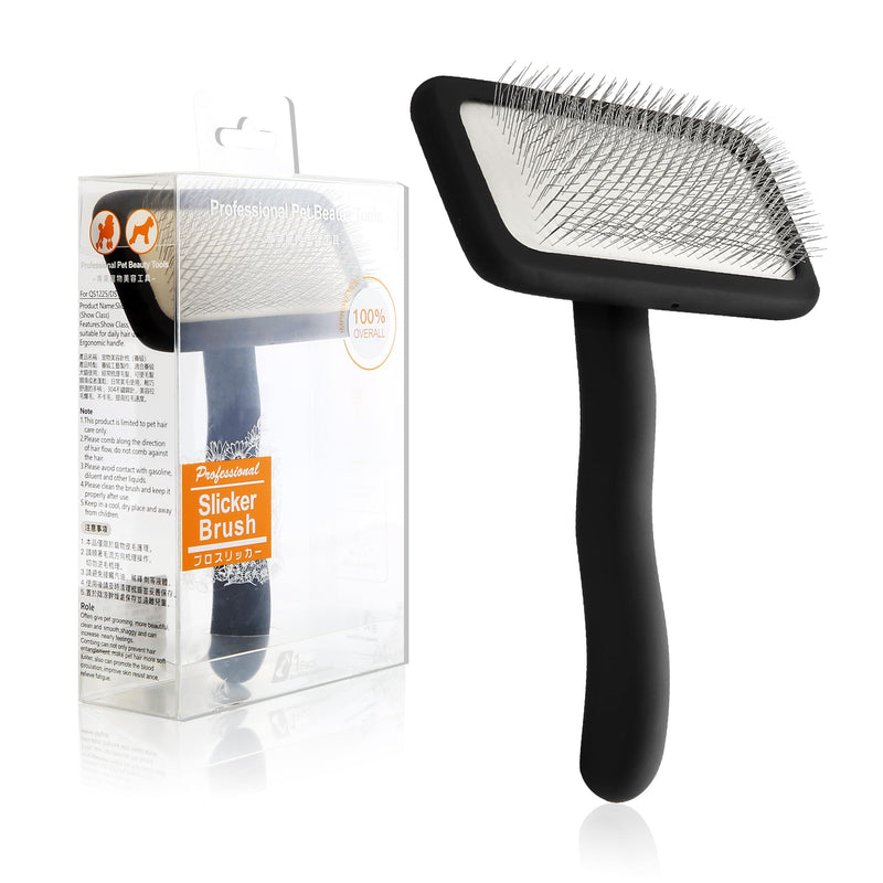 Fenice Peak Slicker Brush for Dogs Black Wooden Dog Brush Pet Comb for Poodles Goldendoodles Easy to Remove Tangles Dirt and Loose Hair Professional Dog Grooming Brush Large - PawsPlanet Australia