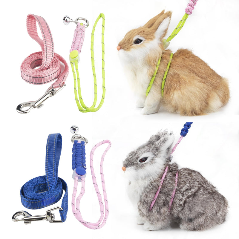 2pcs Figure 8 Harness and Leash with Reflective Strap and Bell for Ferrets, Rabbits, Bearded Dragon, Guinea Pig, Chinchilla and Hamster Small Animal Harness (Blue+Pink) Blue+Pink - PawsPlanet Australia
